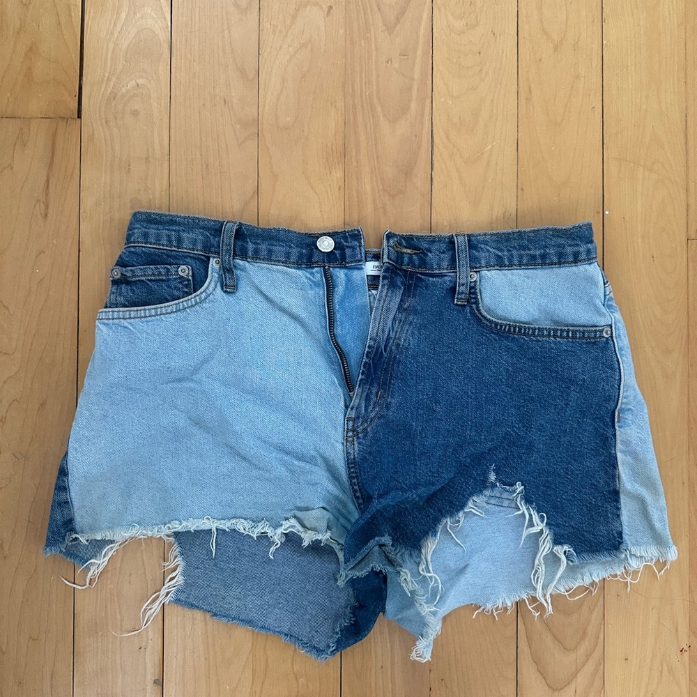Forever 21 Two-Tone Blue Jean Shorts